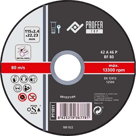 DISQUE C H MET/INOX A46 - 125X2,4MM