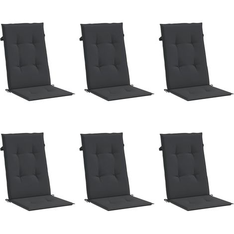 vidaXL Coussins de chaise de jardin à dossier haut lot de 6 noir tissu