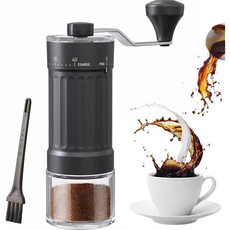 【Manuelle Kaffeemühle】Keramik-Konusmühle mit 40-stufiger Präzisionsmahlung • Extern justierbarer Mahlgrad für Espresso, Filter, Aeropress & Mokkakanne • Ideal für French Press, Pour Over & Reisen