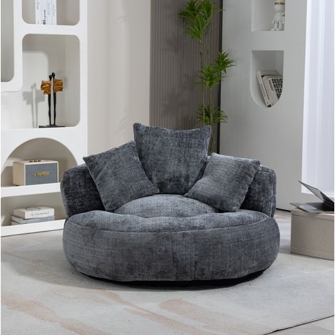 Poltrona lounge 108x108x52 cm grigia, schienale avvolgente, chenille, senza montaggio MEUBLIV (1/5)