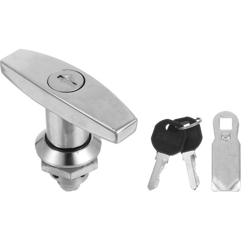 Serrure Poignée en T avec Clés - Verrouillage pour Armoire Métallique, Boîte à Outils et Coffret Électrique, Poignée de Remplacement