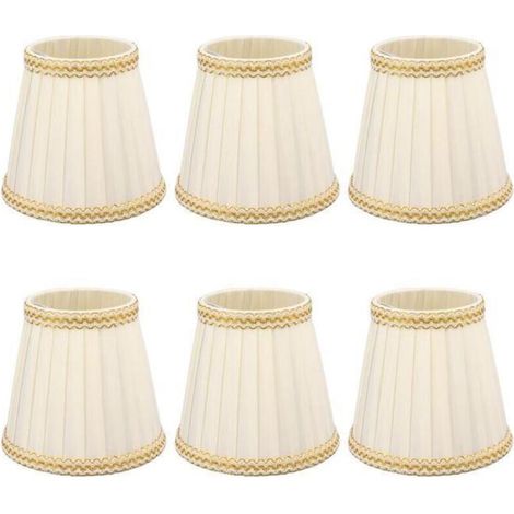 [NEVER USED] Lampshades, 6 Pieces Small Clip-on Drum Lampshades, Fabric Lampshades for Chandeliers, Candles, Light Bulbs, Lighting Accessories, E14, Clips