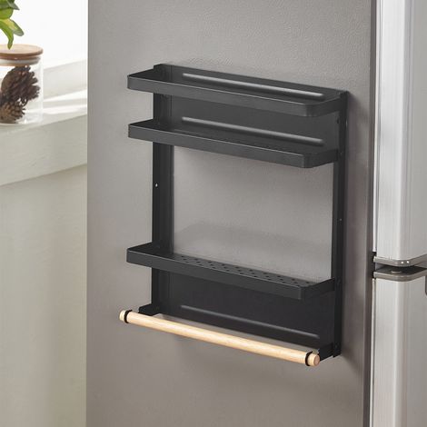 Support de réfrigérateur magnétique pliable multifonctionnel pour la maison, support de rangement suspendu (noir) (1/5)