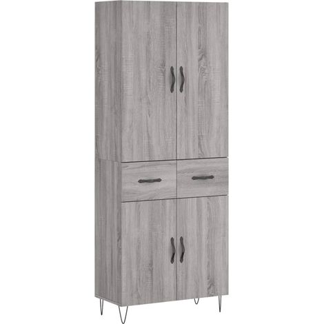 Maison La Vie - Buffet haut pour salon - Meuble de rangement Sonoma gris 69,5x34x180 cm Bois d'ingénierie bu1670