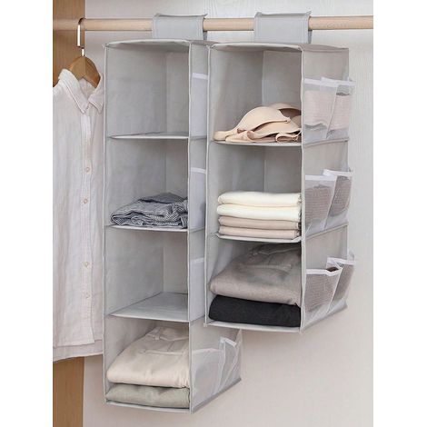1 sac de rangement suspendu pour placard multifonction à 4 niveaux, lavable, pour vêtements, chaussettes et sous-vêtements, organisateur pour porte de placard à la maison (1/4)
