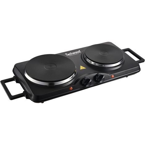 Plaque de cuisson électrique 2 feux 2500 W – Poignées pliables – Protection anti-surchauffe – Thermostat réglable – Compatible casseroles