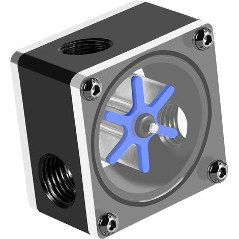 Indicateur de Débit Triple avec 6 Pales pour Refroidissement PC, Raccord G1/4 (1/5)