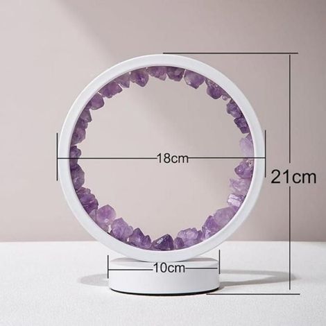 Veilleuse ronde en cristal naturel - Lampe annulaire en cristal énergétique pour l'équilibre spirituel, lumière apaisante pour la (1/5)