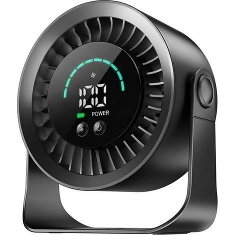 Mini Ventilateur de Bureau, Petit Ventilateur de Table Silencieux Rechargeable USB, Ventilateur de Réglable à 360° avec Affichage Numérique LED pour Chambre à Coucher, Bureau et Maison (1/5)
