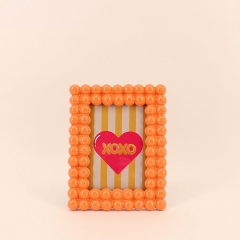 Cadre photo perles orange en résine 13x18cm