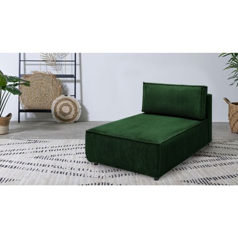 BOBOCHIC - Méridienne sans accoudoir pour canapé modulable NIHAD tissu velours côtelé Vert foncé (1/3)