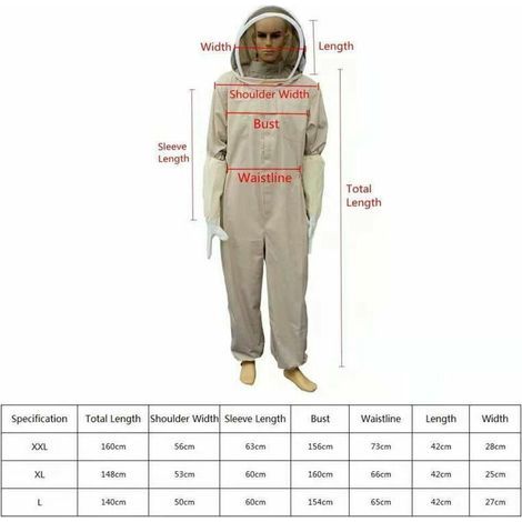 Odipie – Combinaison d'apiculteur professionnelle 100% coton épais – Voile autoportant – Taille L – Protection contre piqûres d'abeilles (1/4)