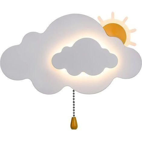 Applique murale pour enfants avec interrupteur, applique murale en forme de nuage pour chambre à coucher, applique d'intérieur pour chambre de fille et garçon, blanc (1/5)