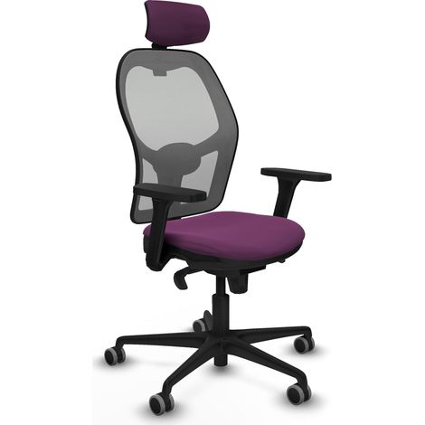 Jorquera sincro malla gris similpiel morado brazos 3D base nailon cabecero 2D ruedas 65mm engomada (1/5)