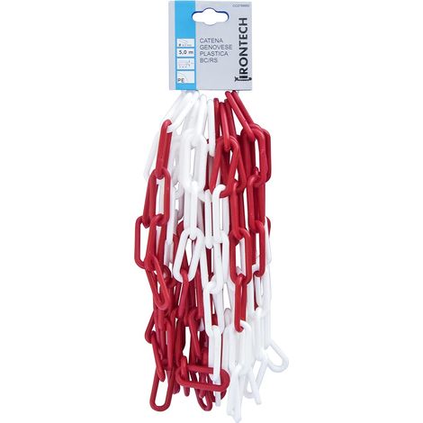 Catena segnaletica pretagliata Ø 6 mm. in plastica bianco/rosso 5 mt. (1/2)