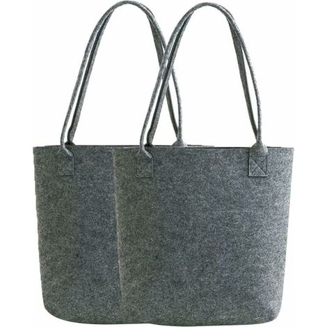 Shopper en feutre avec 2 poignées 2 pièces sac à provisions en feutre sac de transport pour femme (1/5)