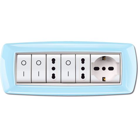 Placca 7 moduli azzurro pastello