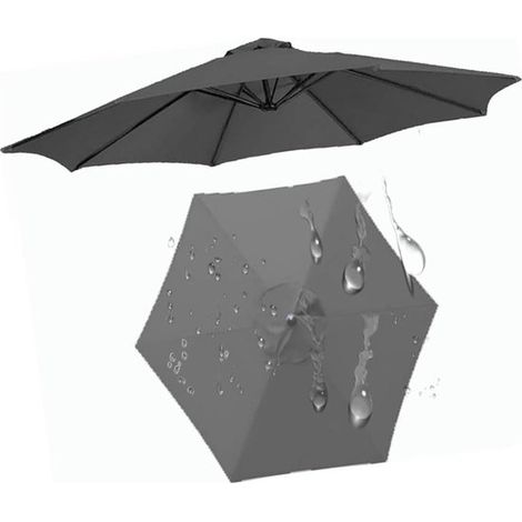 Toldo de repuesto para sombrilla - Funda reemplazable para sombrilla - Protege el patio - Para sombrillas de 6 u 8 brazos - 2,7 m - Gris (1/5)