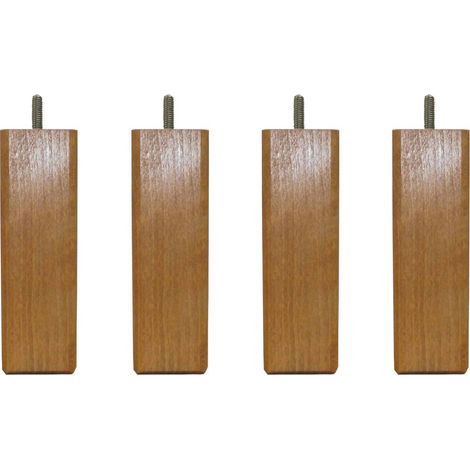 4 pieds carré bois merisier clair 15 cm