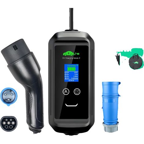 Cargador portátil para vehículos eléctricos, 7,2 kW de potencia, corriente ajustable, tipo 2 (1/5)