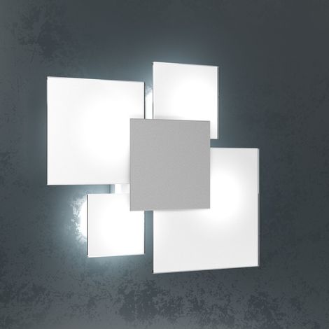 Plafoniera Contemporanea Upgrade Metallo Grigio E Vetro 4 Luci E27 46Cm (1/2)