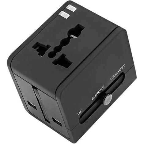 Adaptateur Prise Universelle,Adaptateur Universel de Voyage,Adaptateur Prise France vers USA UK Canada Australie Japon Adaptateur de Voyage avec 2 USB,Adaptateur Voyage adapté aux 150+ Pays (1/4)