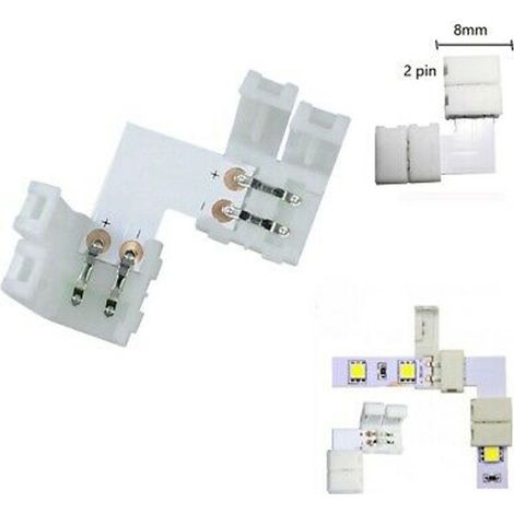 TrAdE Shop Traesio - Connettore A Clip 2 Pin Per Strip Led 12v Angolo A 90° Gradi Curva A Forma L -