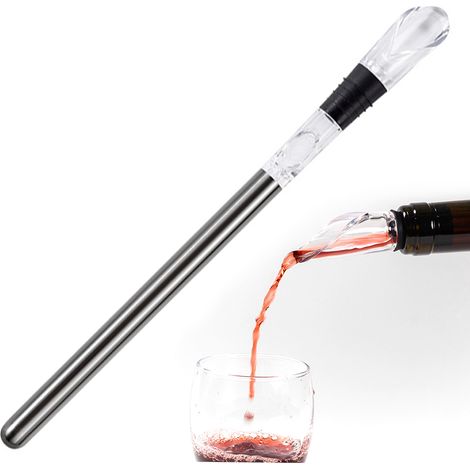Bâton Refroidisseur Vin - Acier Inoxydable 3-en-1 Avec Aérateur Et Verseur - Pour Bouteilles Standard - 1 Pièce (1/5)