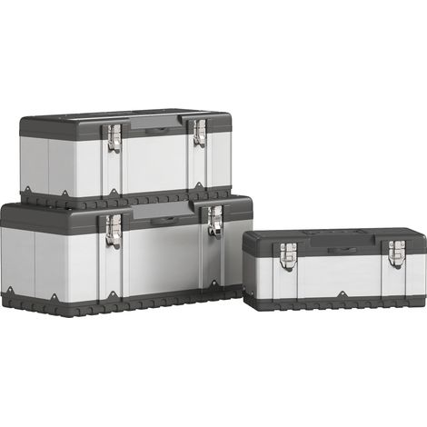 "HOMCOM 3 Pieces Tool Case Set, 23"" 19"" 16"" Stainless Steel Tool Boxes" (1/5)