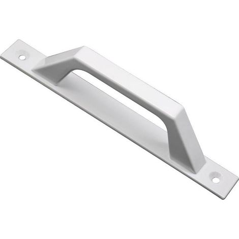 Manilla derecha de aluminio blanco para puertas correderas o desmontables - 200 x 24 x 43 mm. Manilla funcional y cómoda. (1/4)