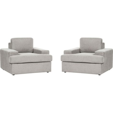 Set of 2 Armchairs ALLA Fabric Light Grey (1/5)