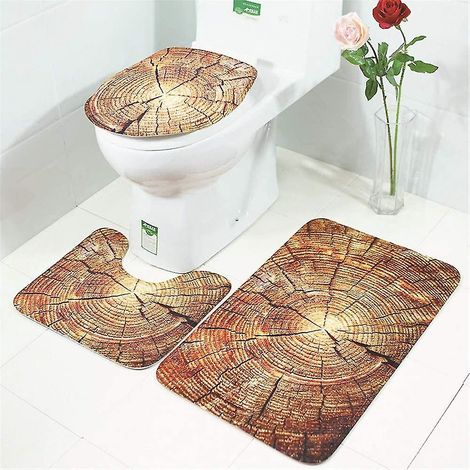 3-teiliges Badezimmer-Set: Duschmatte, Fußbadematte und WC-Sitzbezug. (1/4)