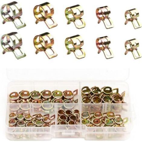 Clip à Ressort Tuyau Serre-Joints 75 Pièces Collier Durite Essence 6-10mm Kit Set Collier Durite Collier Serrage Clip à Ressort Tuyau Serrage Pour Fixer Tuyaux Souples et Durites (1/5)