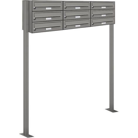 9er Premium Standbriefkasten RAL 9007 freistehend Postkasten Ständer 3x3 L (1/5)