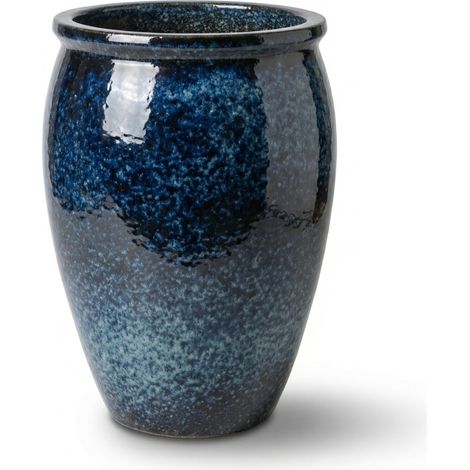 Provencelia Pflanzkübel Bacchus Ø36 cm Höhe 52 cm frostbeständig, keramisch, handgefertigt, Eisblau (1/5)