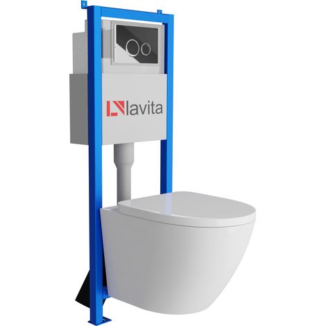 Bâti-support Lavita LAV 101 à 40 cm + WC Sofi sans bord + plaque de commande LAV 200.4.2 chrome Kit complet WC (1/5)