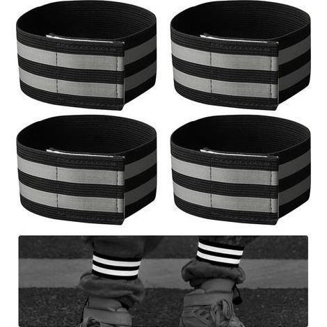 Bracelet Réfléchissant de Sécurité pour Vélo et Course à Pied, Ajustable, Haute Visibilité (Lot de 4) (1/5)