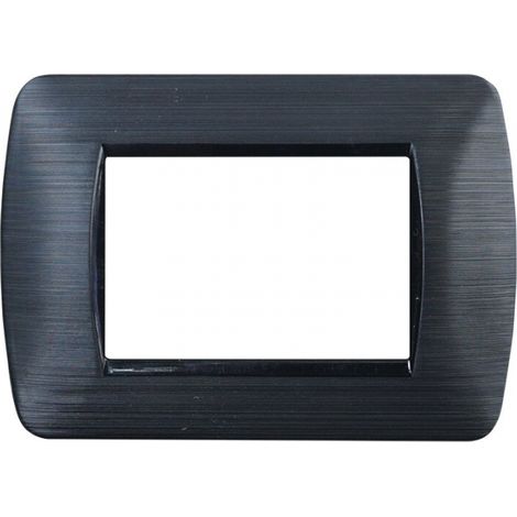 Placca serie Space, 3 moduli, plastica satinata, nera, compatibile con serie BTicino Living - Ettroit LN85314
