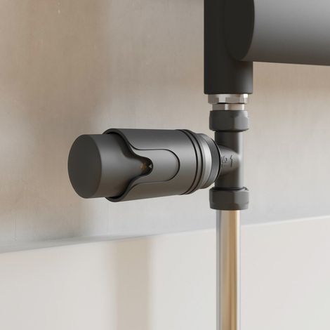Galiflo Straight Anthracite Thermostatic Radiator Valve Pack 15mm TRV (1/4)
