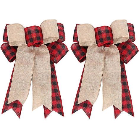 Lot de 2 nœuds papillon décoratifs créatifs pour sapin de Noël-25x18cm-Red