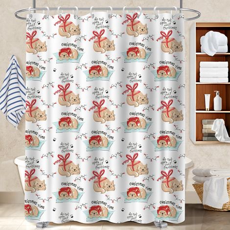 Kit rideau de douche en polyester 180x180 stylé bâche de douche pour salle de bain d’amis (1/5)