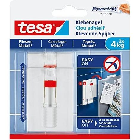 Tesa clavo adhesivo ajustable blanco soporte 4 kg