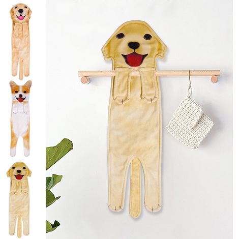 Chien Serviette De Cuisine Salle De Bain Microfibre Accrochage Simulé 59 X 17 X 1 5 Cm (1/5)