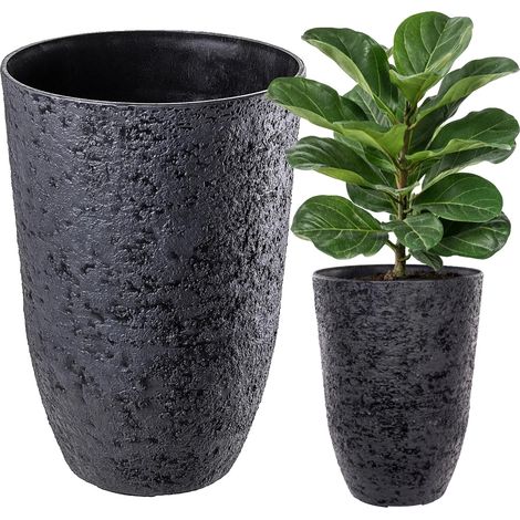 Pot de Fleurs, Design Moderne, Construction en Plastique Durable, noir (1/5)