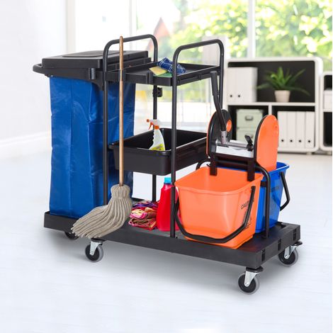 Carrello per pulizie professionale a 4 ruote, 111 x 63,3 x 103 cm OKMYHOME (1/5)