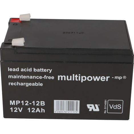Multipower Blei-Akku MP12-12B Pb 12V 12Ah VdS G114091, Faston 6,3