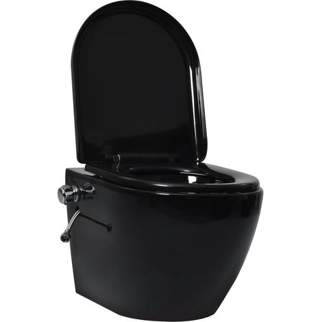Toilette murale sans bord à fonction de bidet Céramique Noir
