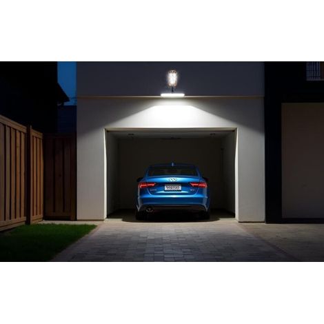 Lot de 2, Projecteur LED Solaire Extérieur 2400mAh 4500LM, Spot Solaire Puissant Télécommandé avec Panneau Solaire, avec Détecteur de Mouvement, Lampadaire Extérieur pour Jardin, Cour, Garage (1/4)