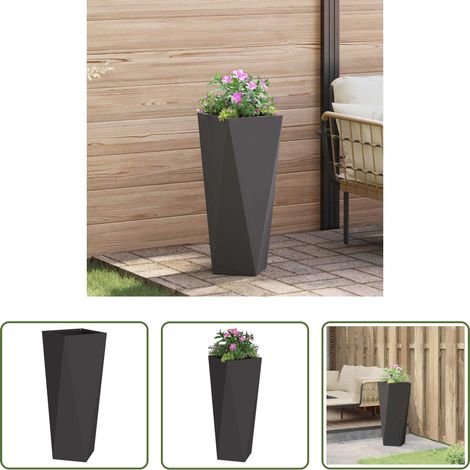 Terrassenpflanzer - Pflanzkübel Schwarz 30 x 30 x 75 cm Stahl (1/5)