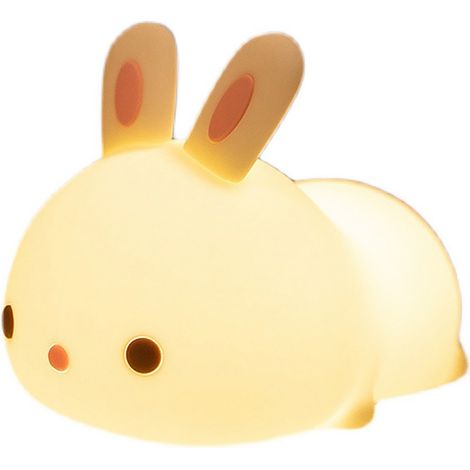 Ortviai Veilleuse Lapin en Silicone Rechargeable avec Capteur Tactile – Douce, Portable et Élégante pour Chambre (1/5)